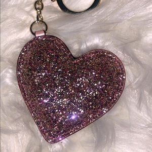 Kate Spade pink glitter heart key chain